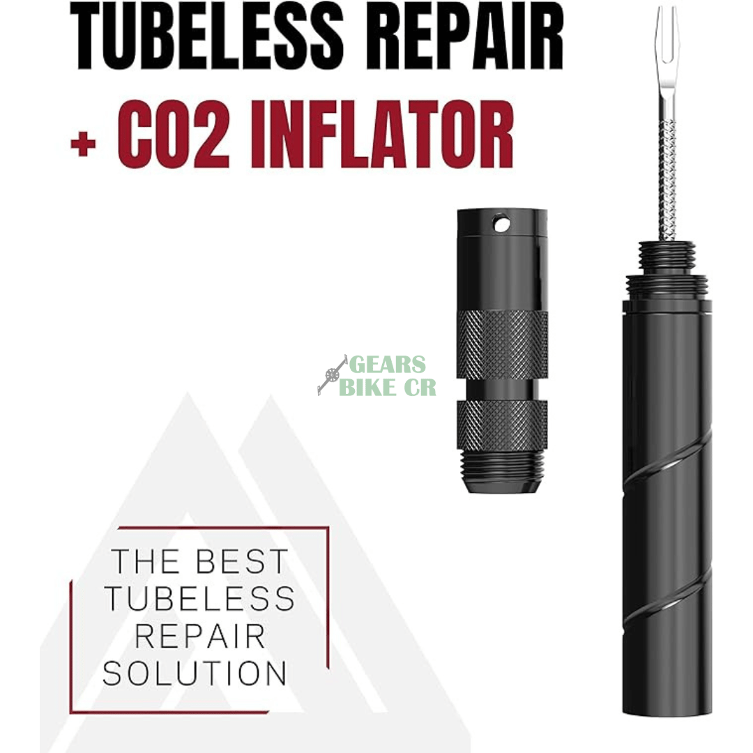 KIT DE REPARACIÓN LLANTA TUBULAR + INFLADOR DE CO2 PARA BICICLETA MTB Y RUTA KOM CYCLING