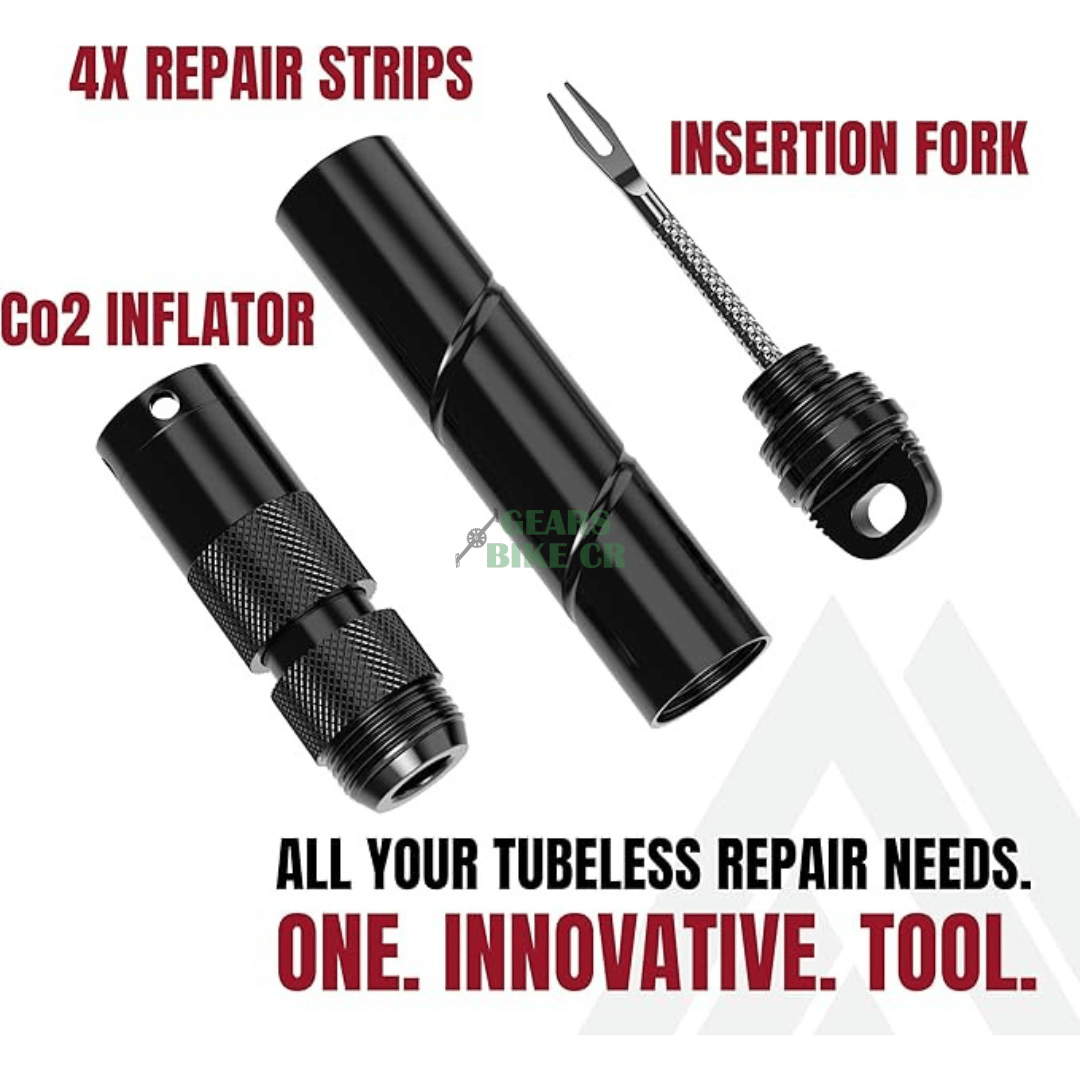 KIT DE REPARACIÓN LLANTA TUBULAR + INFLADOR DE CO2 PARA BICICLETA MTB Y RUTA KOM CYCLING