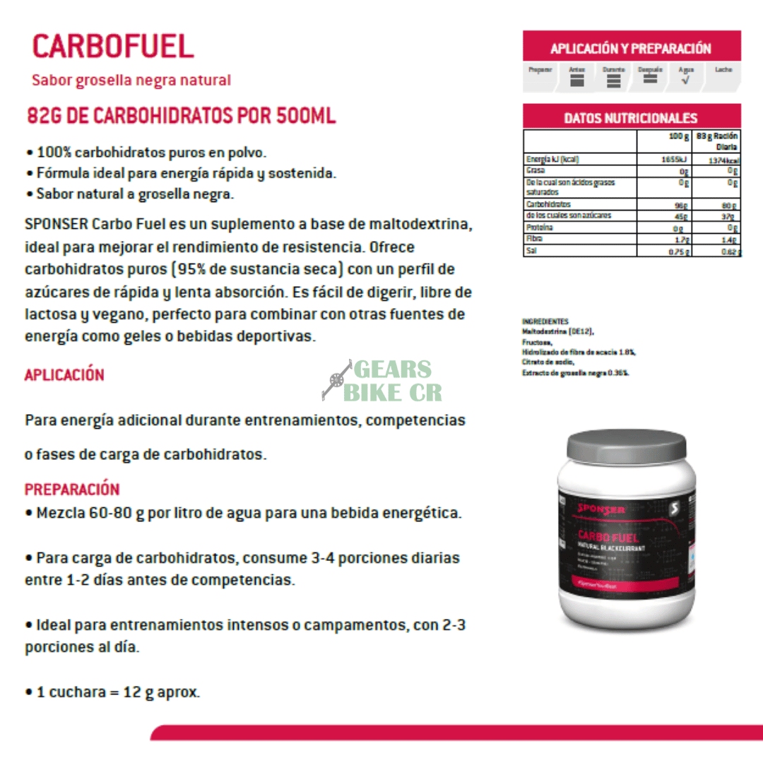HIDRATANTE ENERGETICO CARBO FUEL 83g SPONSER