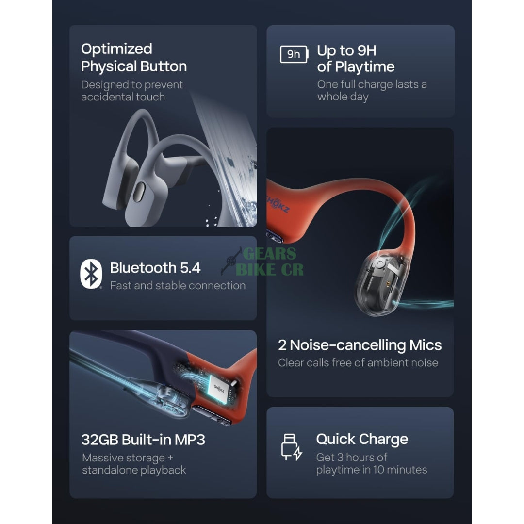 AURICULARES BLUETOOTH DE CONDUCCIÓN ÓSEA OPENSWIM PRO SHOKZ