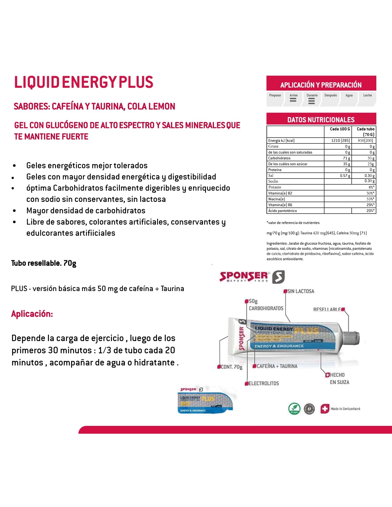 GEL LIQUID ENERGY PLUS SPONSER 70g